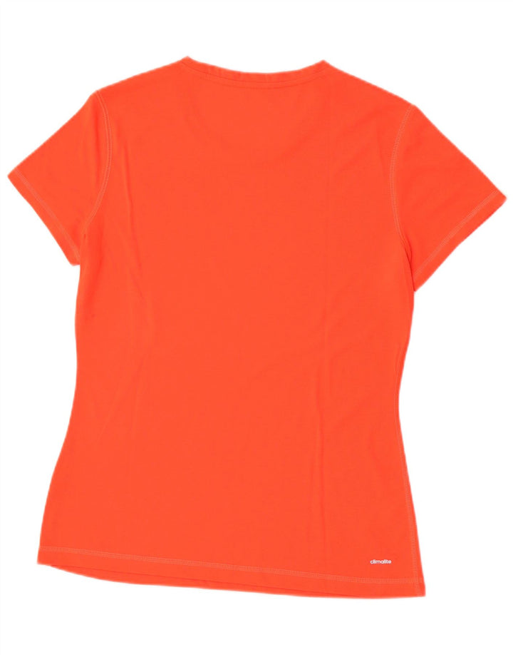 Adidas Damen Climalite T-Shirt Top UK 12/14 Medium Orange