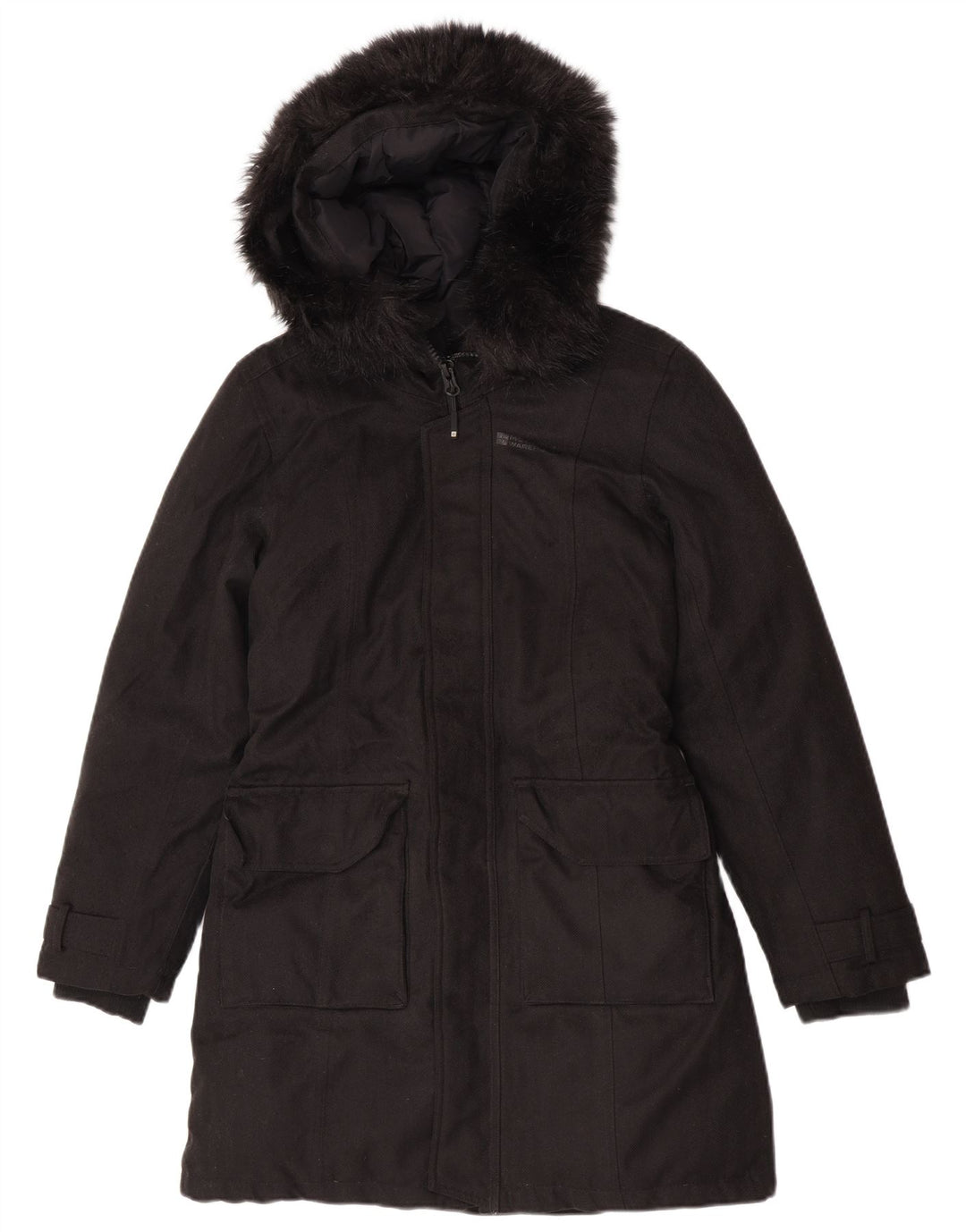 Mountain Warehouse Wattierter Damenmantel mit Kapuze, UK 10, Größe S, Schwarz, Polyester