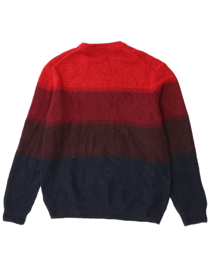 Marks & Spencer Herren-Pullover mit Rundhalsausschnitt, groß, bordeauxrot gestreift