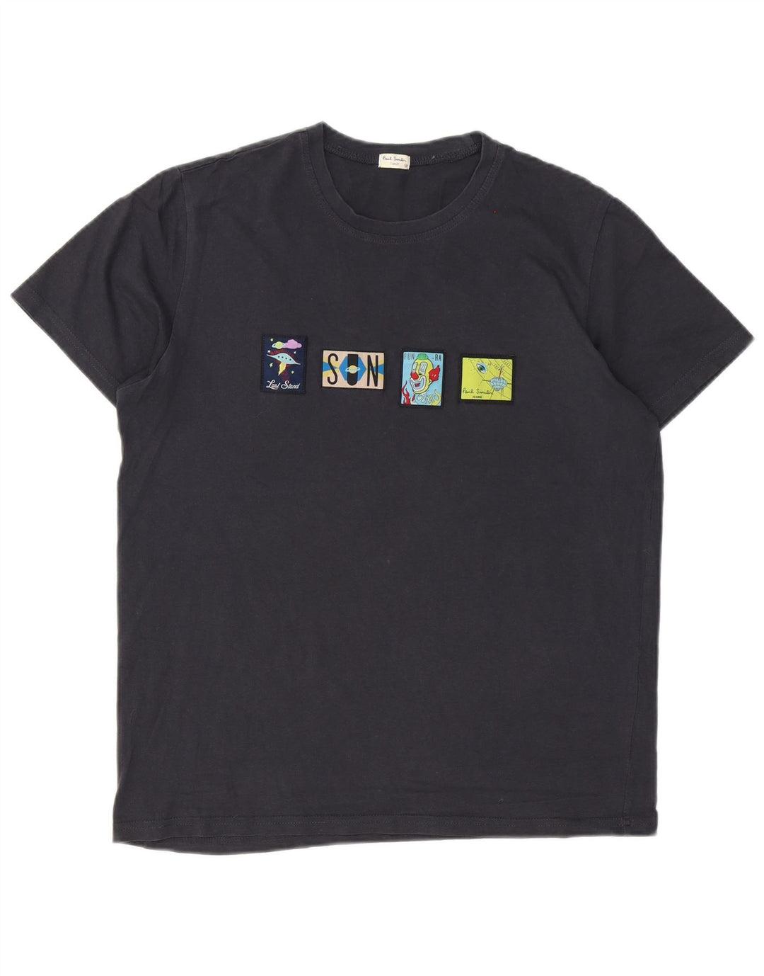 Paul Smith Herren Grafik-T-Shirt-Oberteil aus mittelgrauer Baumwolle