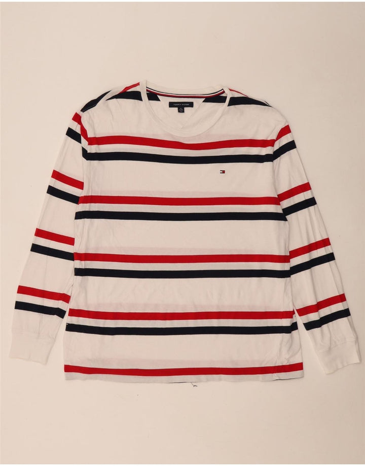 TOMMY HILFIGER Herren Top Langarm XL weiß gestreift Baumwolle