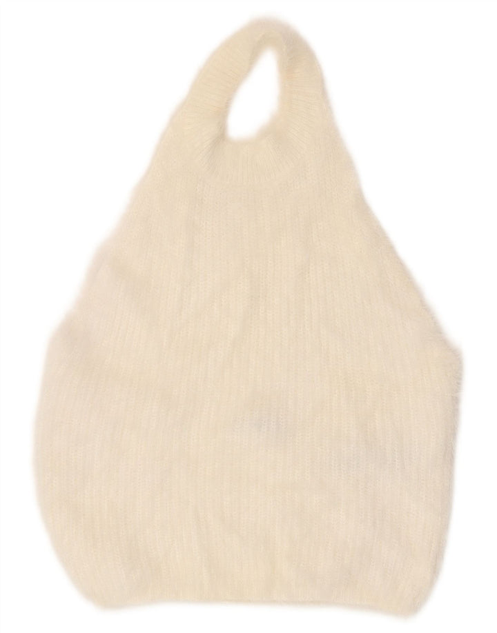 Zara Damen-Strick-Neckholder-Top, UK-Größe 44, großes weißes Nylon