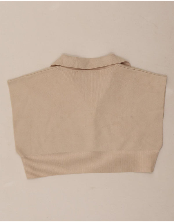 Zara Damen Crop Ärmelloses Poloshirt UK 10 Small Beige