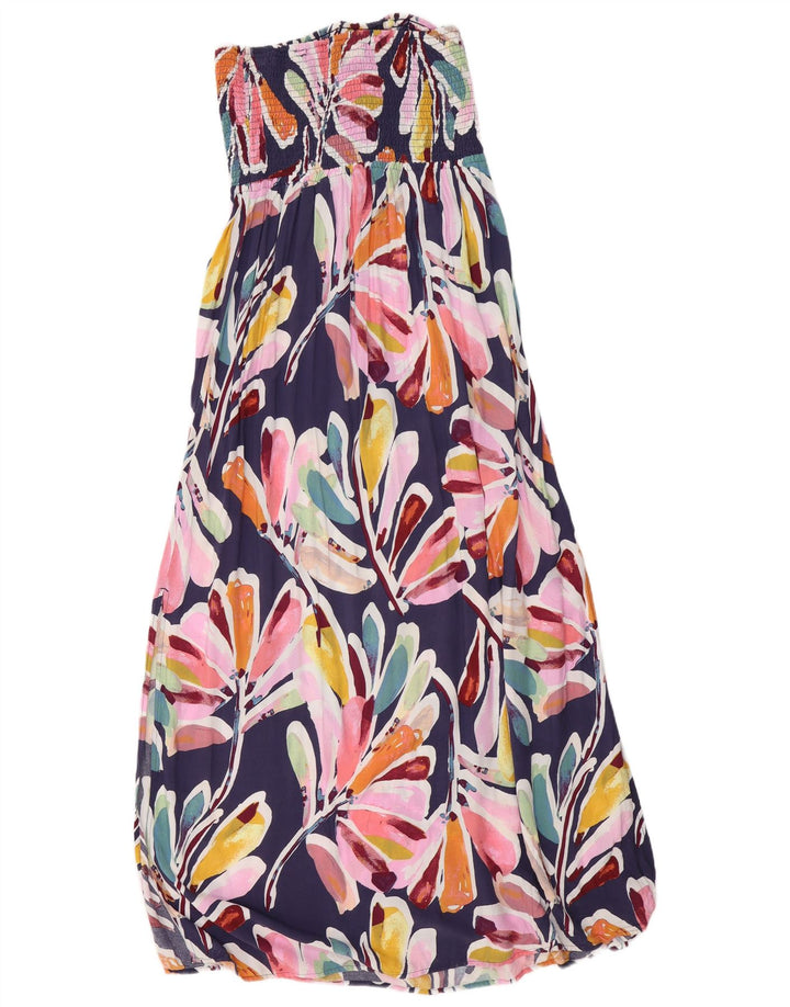 MARKS & SPENCER Damen trägerloses Kleid UK 14 Medium Mehrfarbig mit Blumenmuster