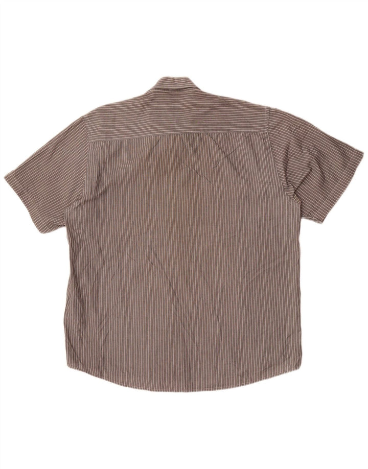 Pierre Cardin Herren-Hemd, reguläre Passform, kurzärmelig, XL, grau gestreift, Polyester