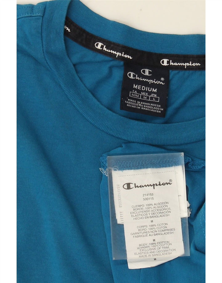 CHAMPION Herren-T-Shirt-Oberteil aus mittelblauer Baumwolle
