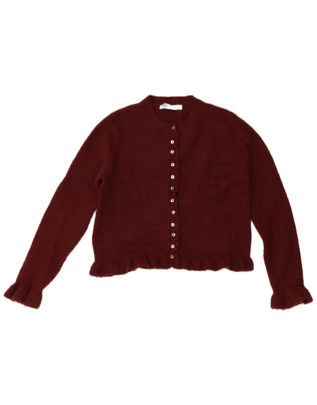 Zara Damen-Cardigan-Pullover UK 10 Small Burgund