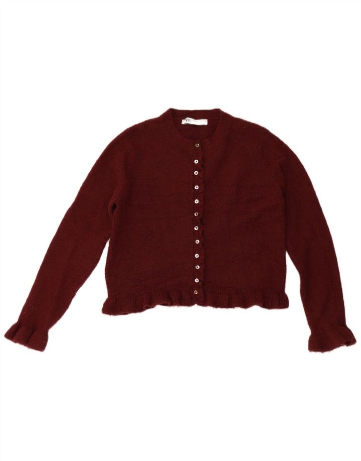 Zara Damen-Cardigan-Pullover UK 10 Small Burgund