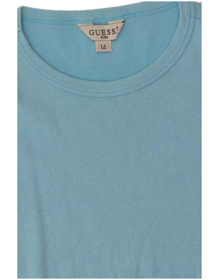 GUESS Grafik-T-Shirt-Oberteil für Mädchen, 13–14 Jahre, blaue Baumwolle