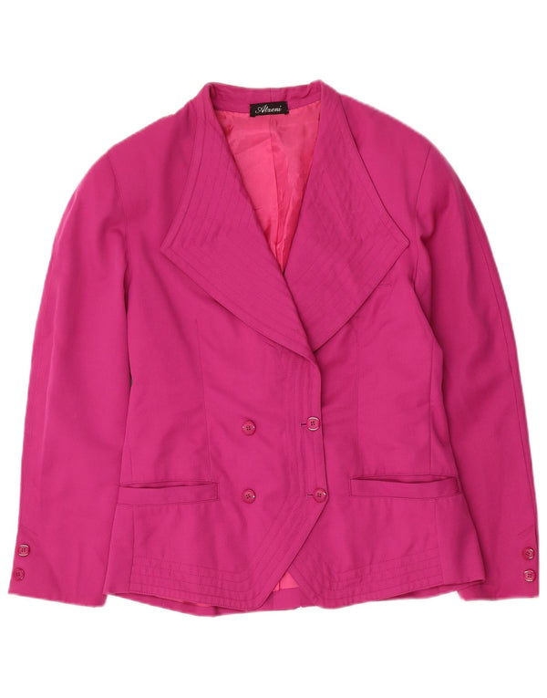 Vintage Damen Zweireihige Blazerjacke UK 12 Mittelrosa