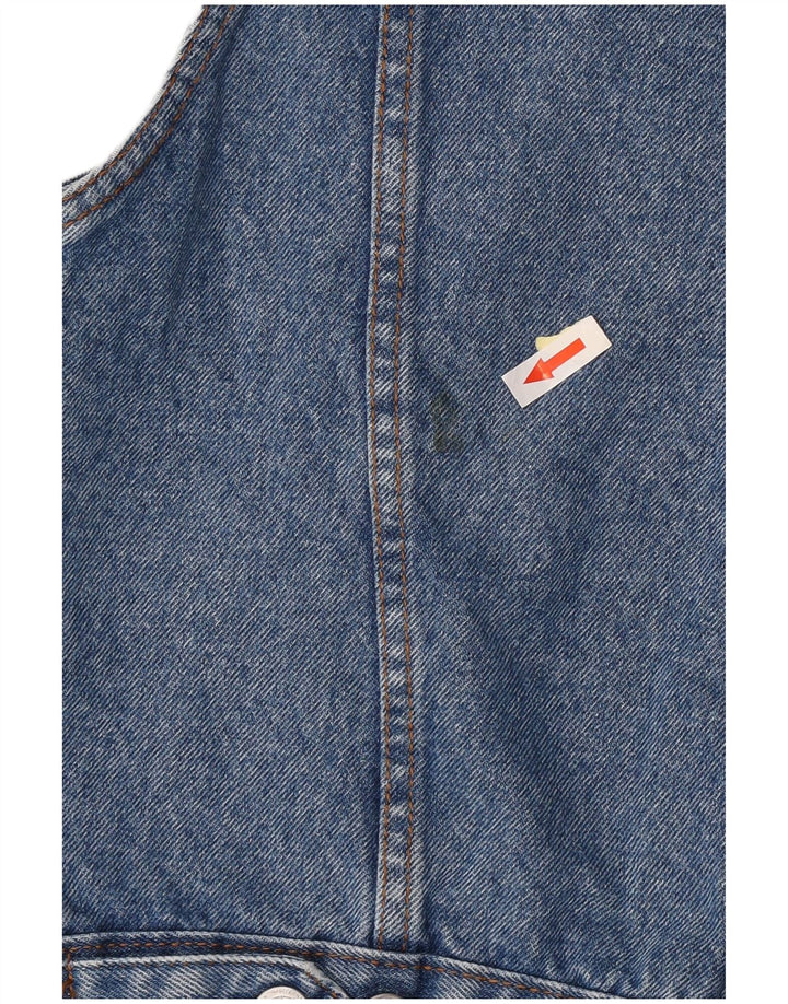 Vintage Damen Crop Denim Gilet UK 8 Small Blaue Baumwolle