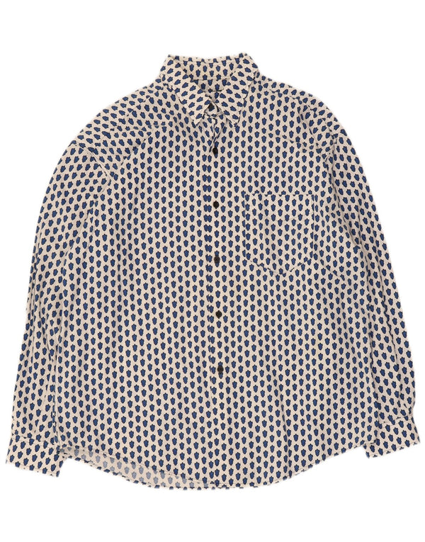 Souleiado Damen-Hemd mit abstraktem Muster, übergroß, US 4, Größe S, Weiß