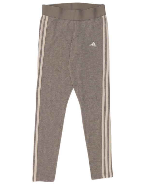 Adidas Damen Leggings UK 8 Small Graue Baumwolle
