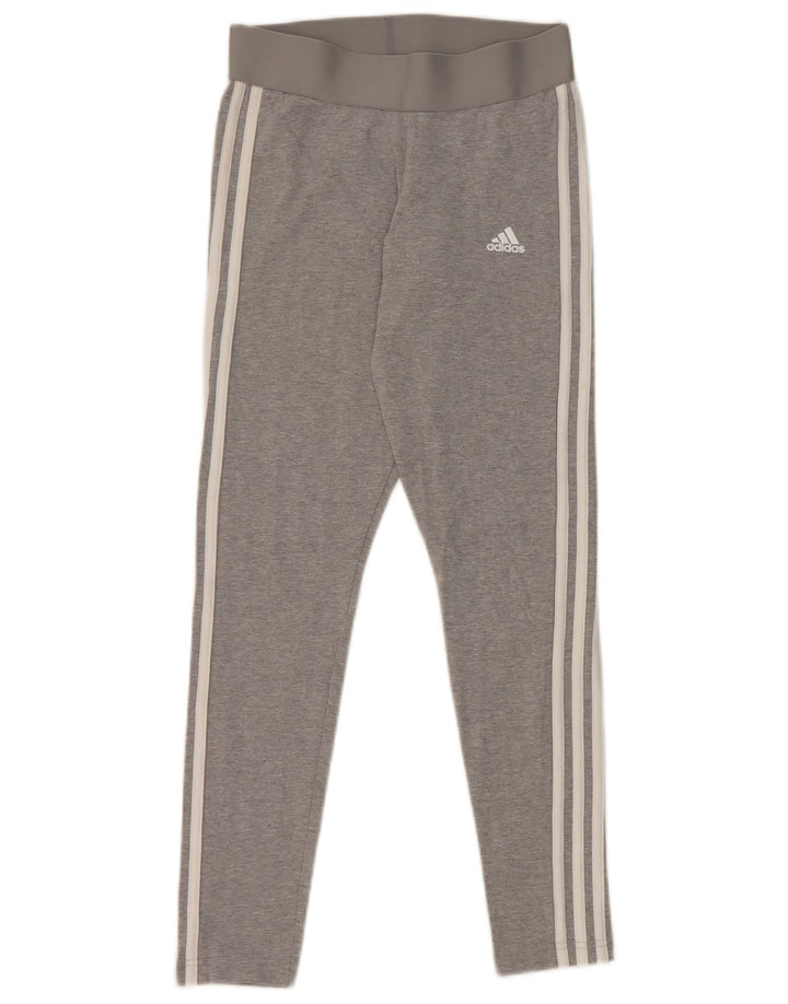 Adidas Damen Leggings UK 8 Small Graue Baumwolle