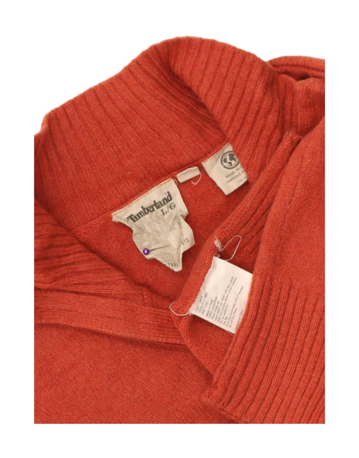 Timberland Herren-Pullover mit Reißverschluss am Hals, große orangefarbene Lammwolle