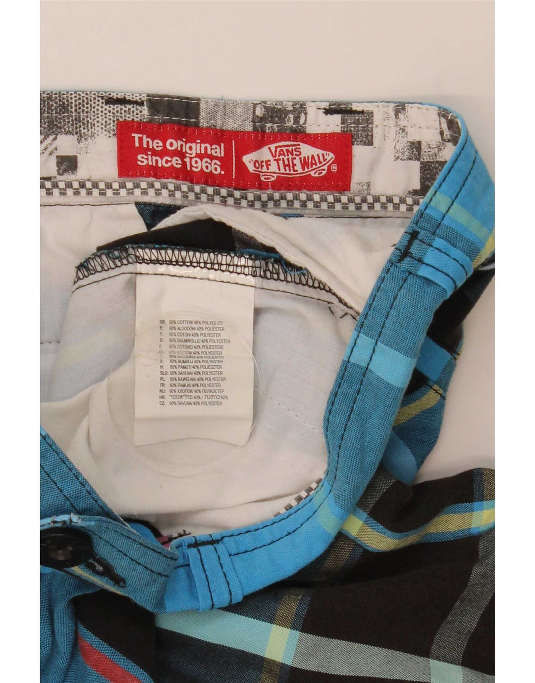 Vans Herren-Cargoshorts, Größe S, Größe W28, blau kariert, Baumwolle