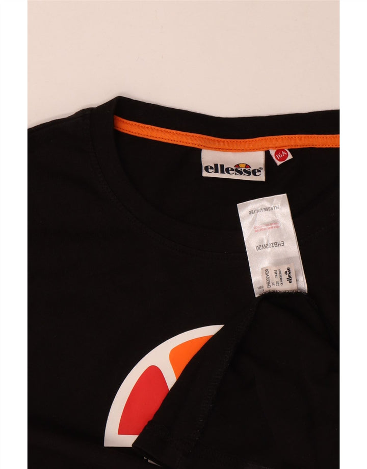Ellesse Langarmshirt mit Grafik für Jungen, 15–16 Jahre, schwarze Baumwolle