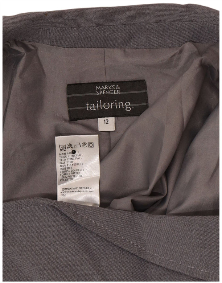 Marks & Spencer Damen-Blazerjacke mit 1 Knopf, UK 12, Mittelgrau, Polyester