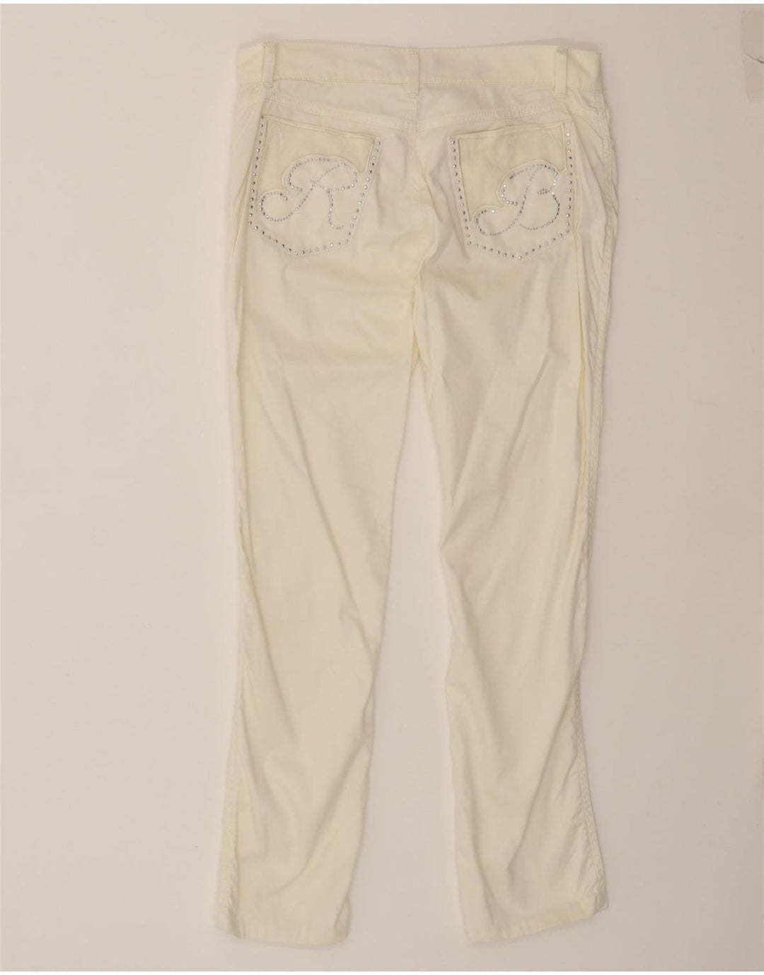 ROCCOBAROCCO Womens Slim Casual Trousers W32 L28 White Cotton Vintage Roccobarocco and Second-Hand Roccobarocco from Messina Hembry 