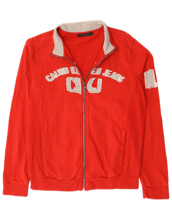 Calvin Klein Jeans Mädchen-Trainingsanzug-Top-Jacke, 13–14 Jahre, rotes Farbblockdesign
