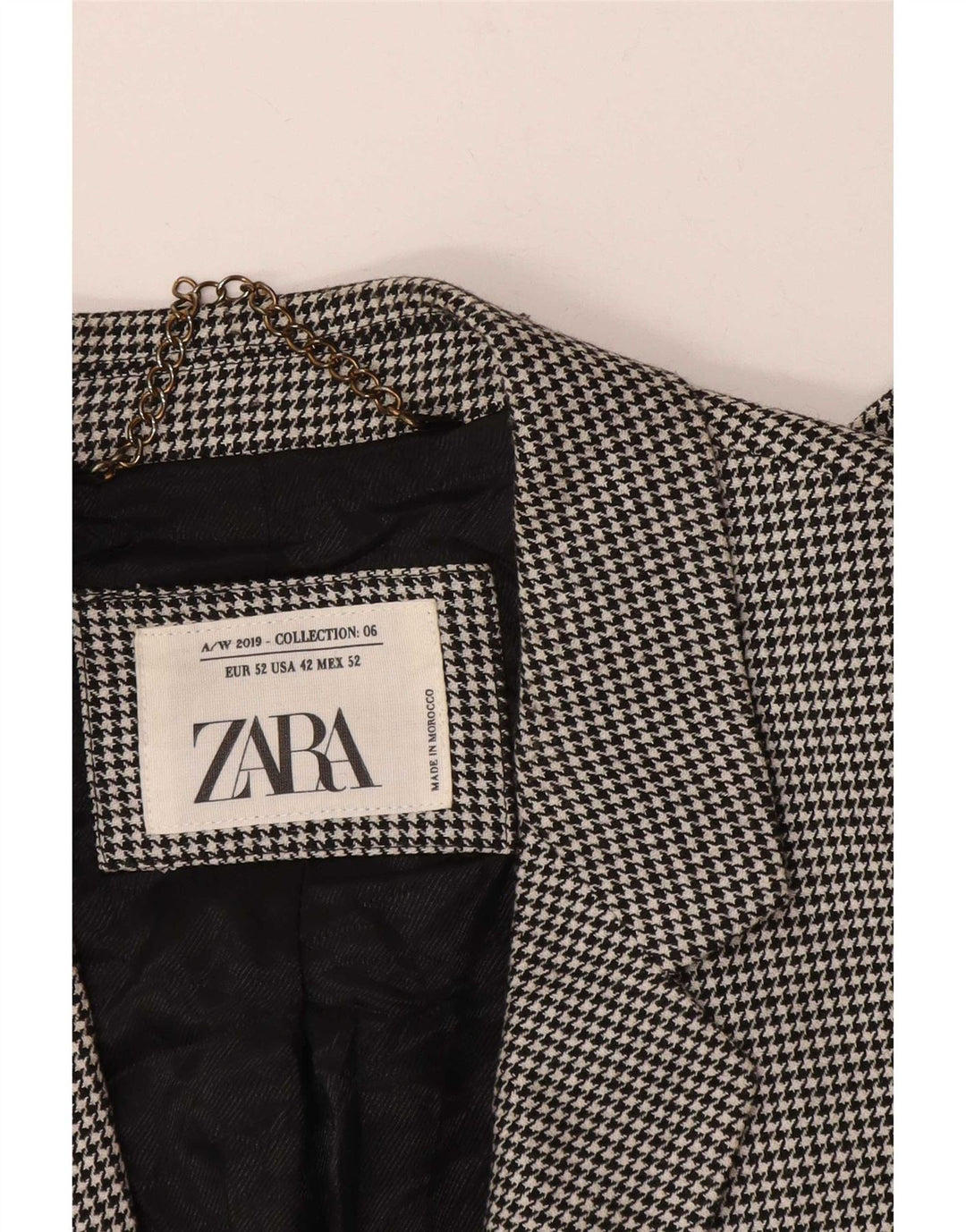Zara Herren-Blazer mit 2 Knöpfen, EU 52, groß, schwarzer Hahnentrittmuster