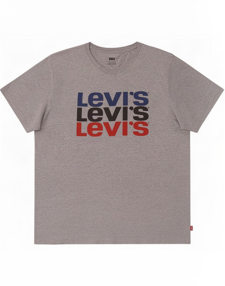 Levi's Herren-T-Shirt mit Grafik, Größe L, aus grauer Baumwolle