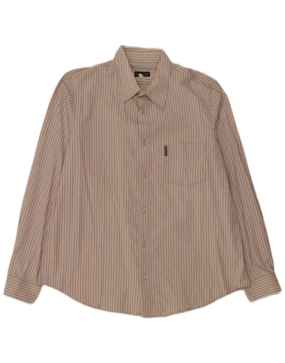 Armani Jeans Herrenhemd 3XL Beige gestreift Baumwolle