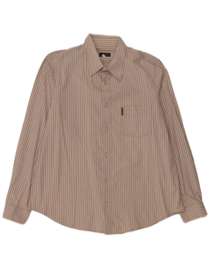 Armani Jeans Herrenhemd 3XL Beige gestreift Baumwolle
