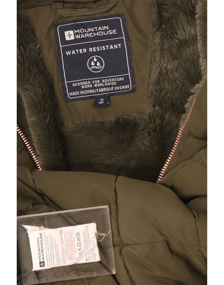 Mountain Warehouse Wattierte Jacke mit Kapuze für Mädchen, 12–13 Jahre, Khaki, Polyester