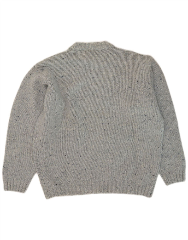 JEAN PIERRE Herren-Pullover mit Rundhalsausschnitt, große, blau gesprenkelte Wolle