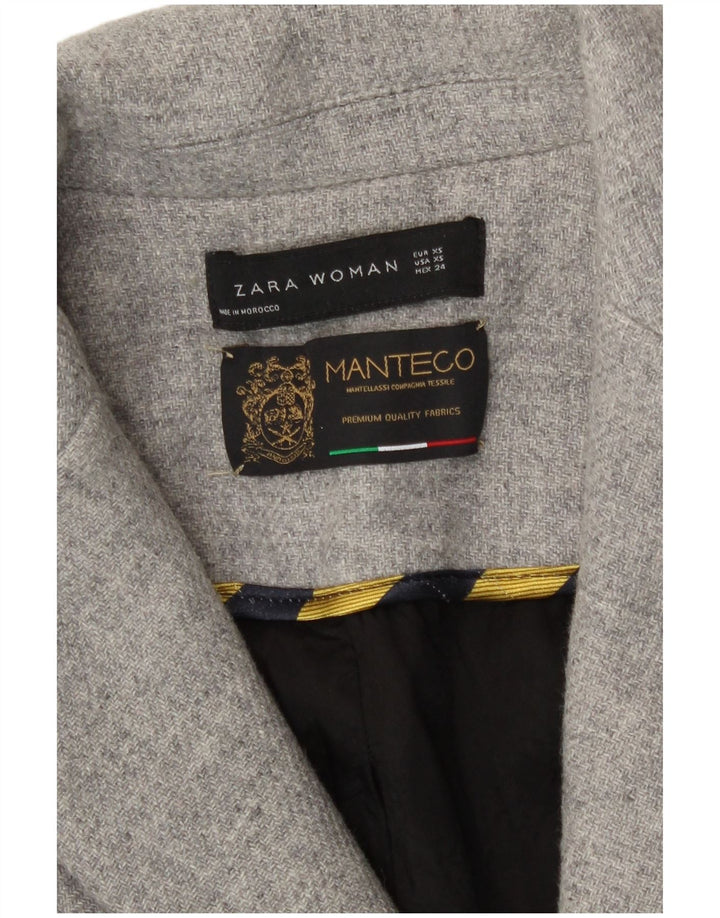Zara Damen Zweireihiger Mantel UK 6 XS Graue Wolle