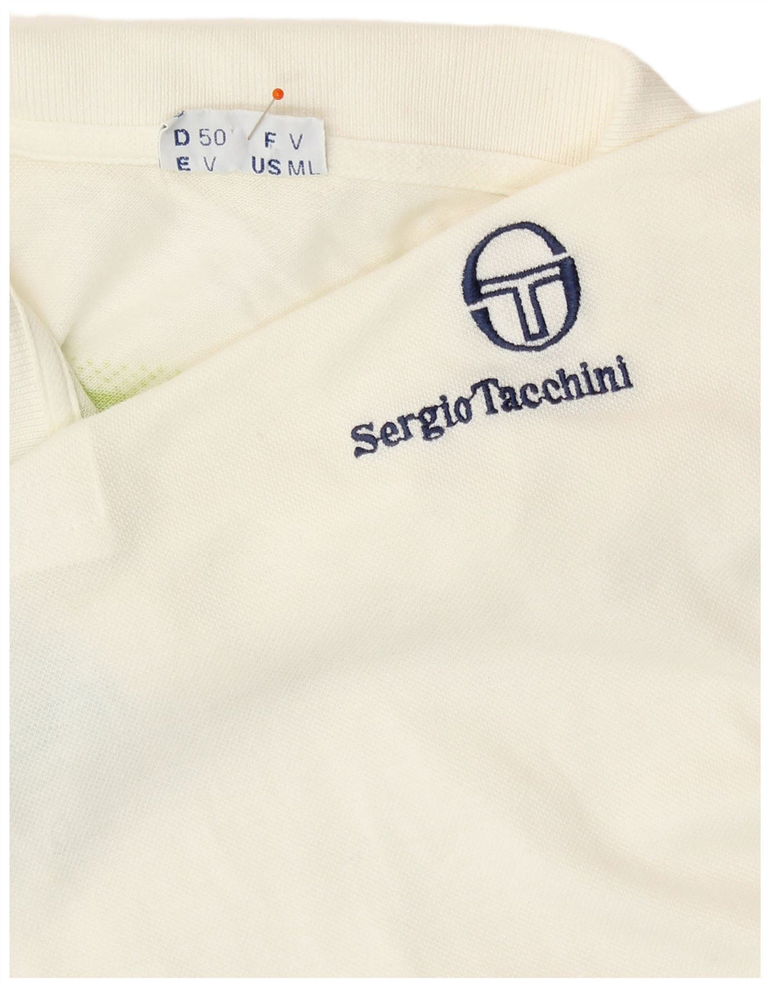 SERGIO TACCHINI Herren Poloshirt IT 50 Mittelweiß gestreift aus Baumwolle