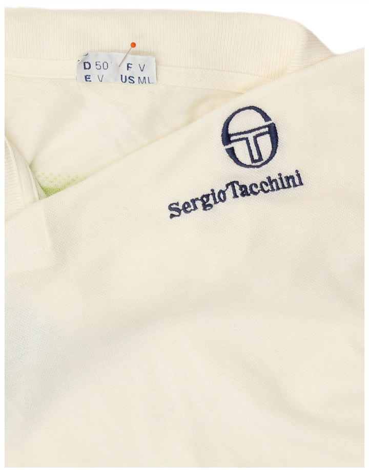 SERGIO TACCHINI Herren Poloshirt IT 50 Mittelweiß gestreift aus Baumwolle