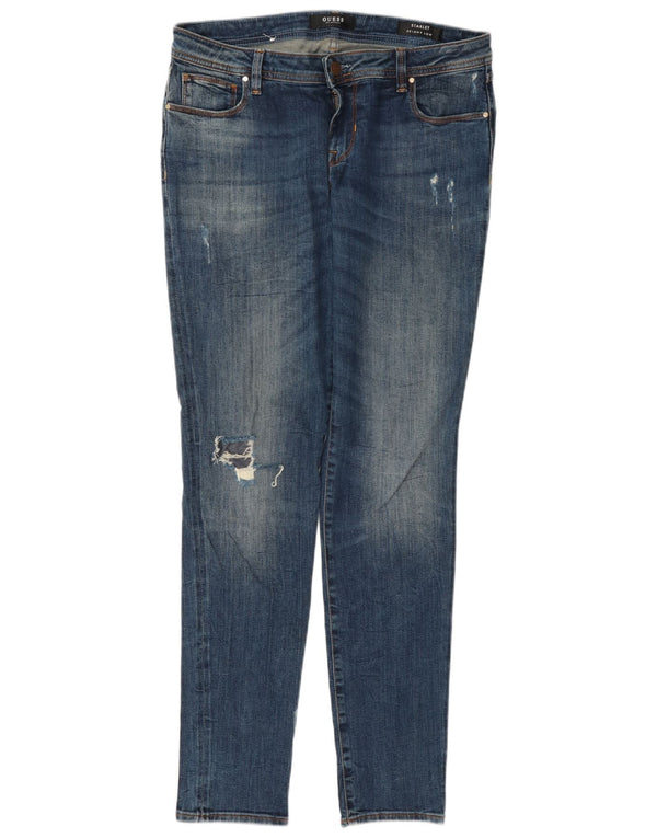 Guess Damen Starlet Distressed Low Skinny Jeans W30 L32 Blaue Baumwolle