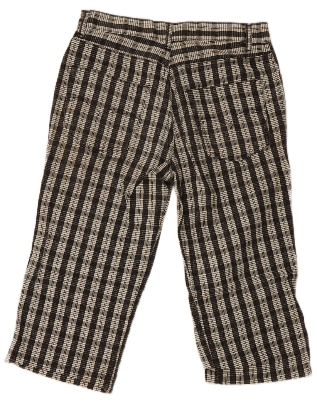Pit Stop Damen Caprihose W32 L19 Schwarz karierte Baumwolle