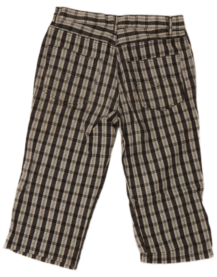 Pit Stop Damen Caprihose W32 L19 Schwarz karierte Baumwolle