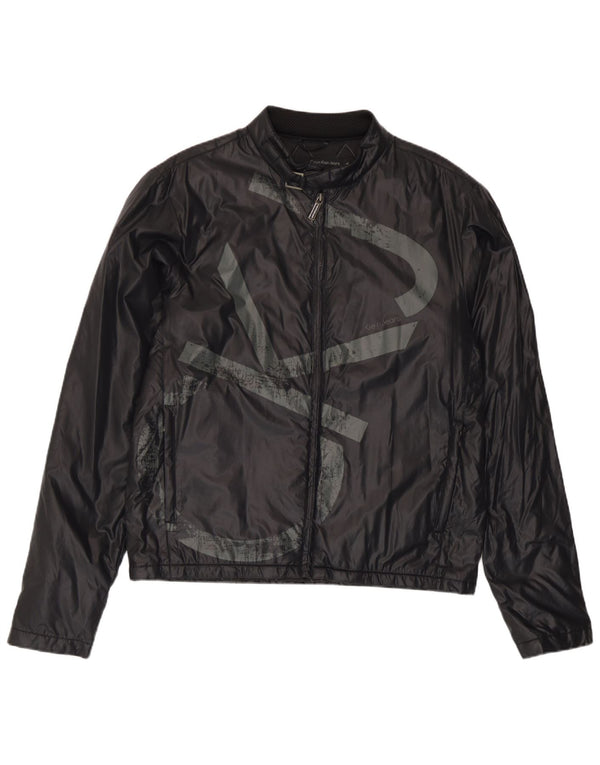 Calvin Klein Jeans Herren-Regenjacke mit Grafik, UK 40, Größe L, Schwarz, Polyamid