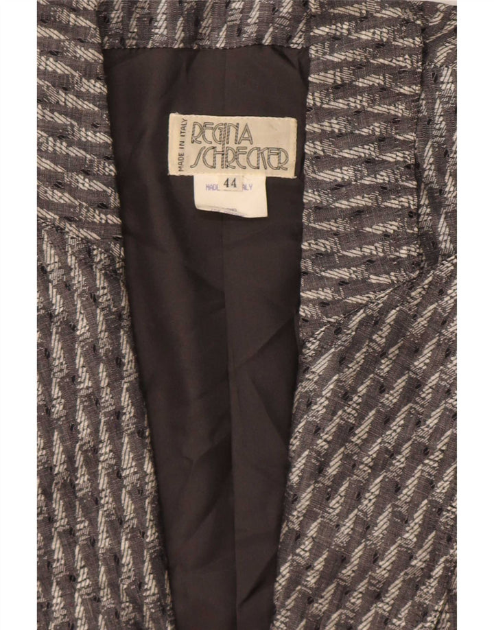 Regina Schrecker Damen 1-Knopf-Blazerjacke IT 44 Mittelgrau gestreift