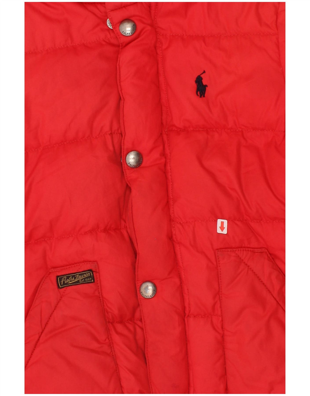 Polo Ralph Lauren Baby-Jungen-Kapuzenjacke, gepolstert, 18–24 Monate, rotes Polyester