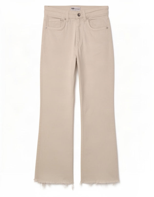Zara Damen Crop Bootcut Jeans EU 34 2XS W24 L25 Weiß