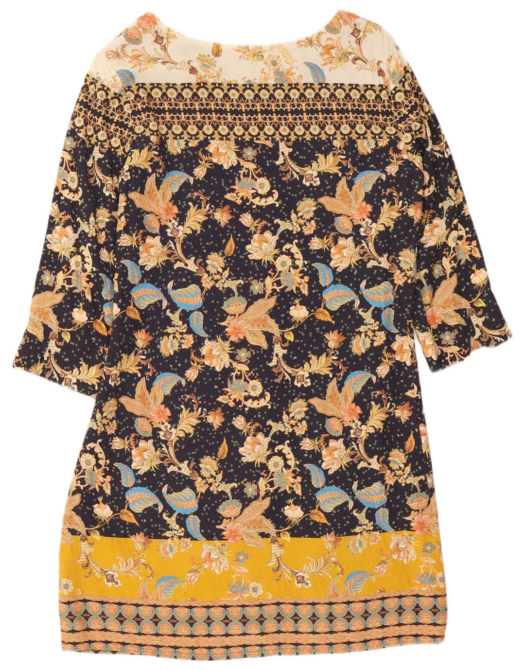 Desigual Damen Etuikleid mit 3/4-Ärmeln, EU 38, mittelgroß, mehrfarbig, Blumenmuster