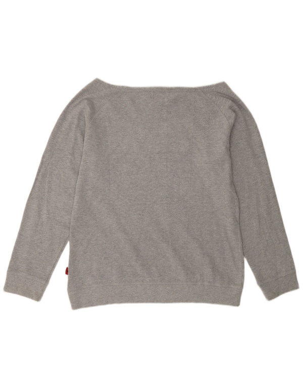 Kappa Damen Grafik-Sweatshirt-Pullover UK 18 XL Grau geflecktes Baumwollherz