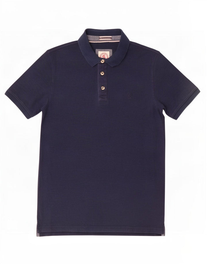 Fat Face Herren-Poloshirt aus mittelblauer Baumwolle in Marineblau