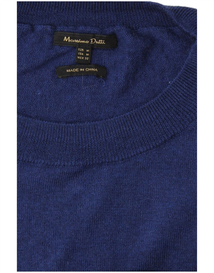 MASSIMO DUTTI Übergroßer Pullover mit Rundhalsausschnitt für Damen, UK 14, Mittelblau