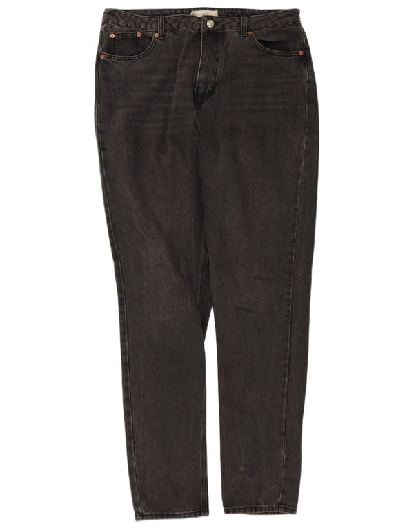 Topshop Damen Mom High Waist Tapered Jeans W34 L33 Grau Polyester