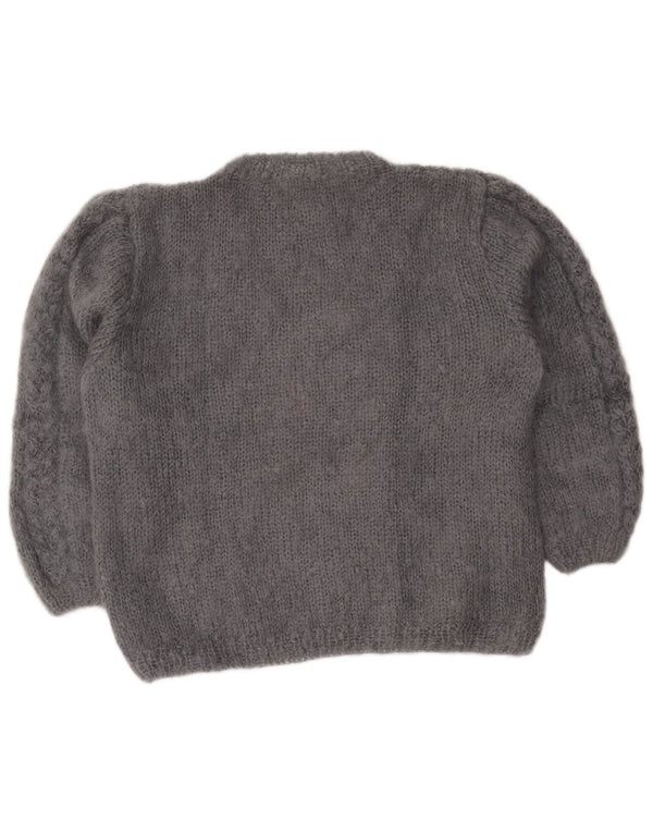 Vintage Damen Übergroßer Pullover mit Rundhalsausschnitt UK 18 XL Grau geblümt