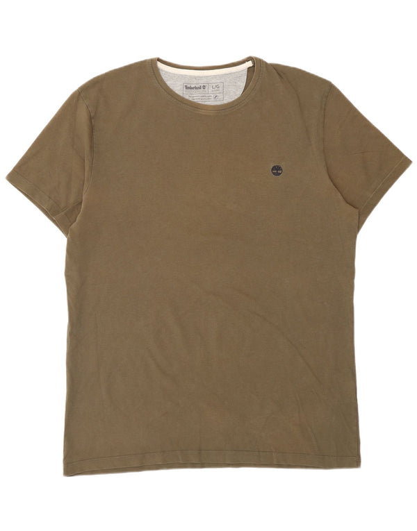 TIMBERLAND Herren Slim Fit T-Shirt Top Large Khaki Baumwolle