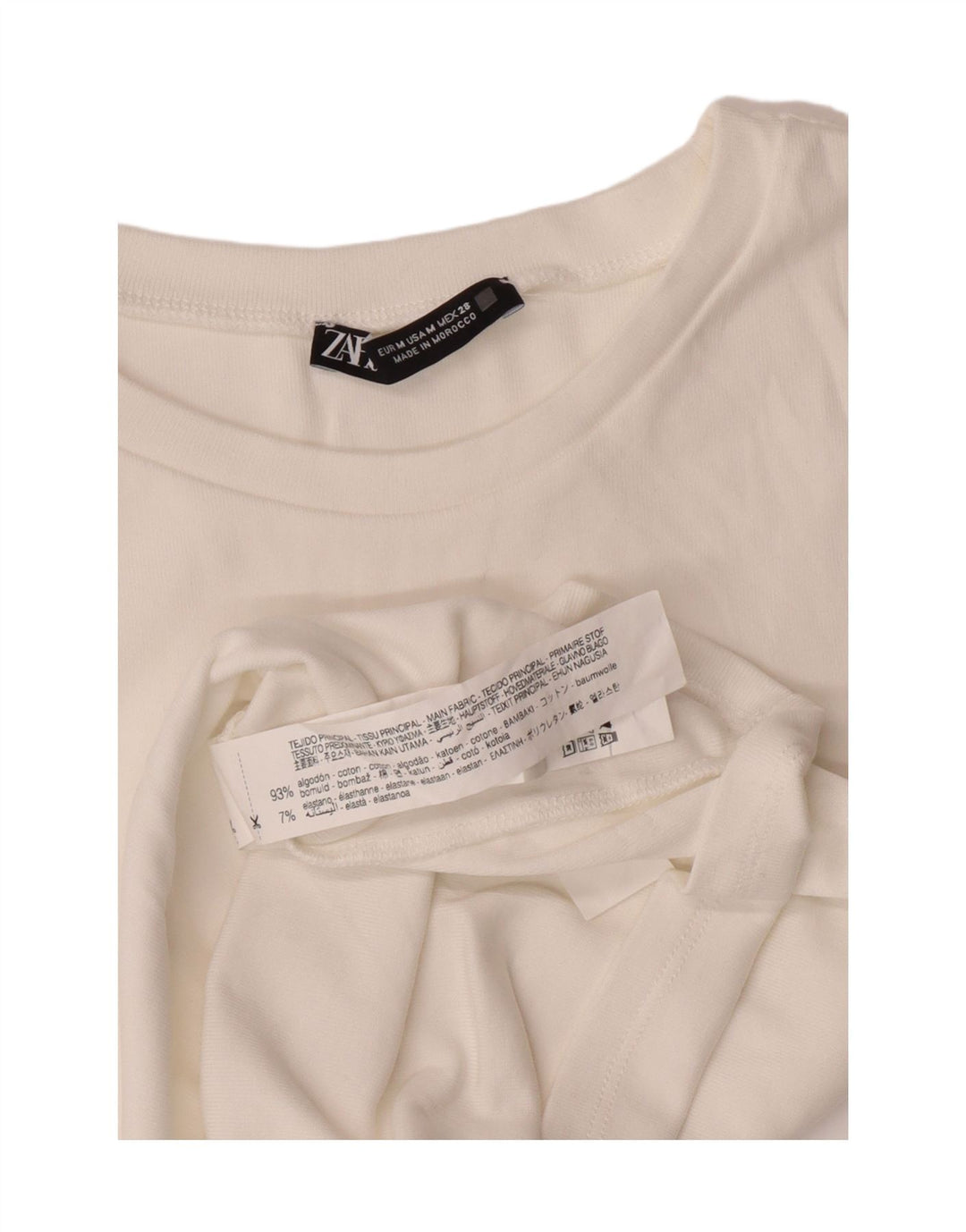 ZARA Womens T-Shirt Top UK 12 Medium White Cotton Vintage Zara and Second-Hand Zara from Messina Hembry 