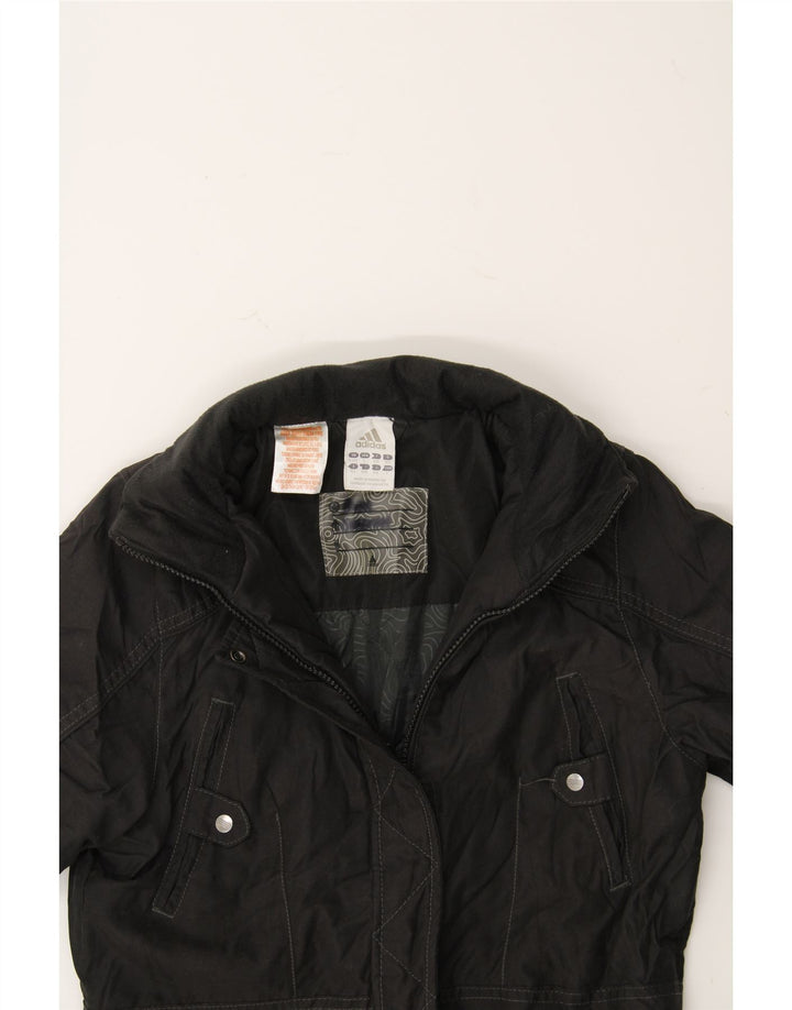 ADIDAS Girls Windbreaker Coat 11-12 Years Black Polyester Vintage Adidas and Second-Hand Adidas from Messina Hembry 