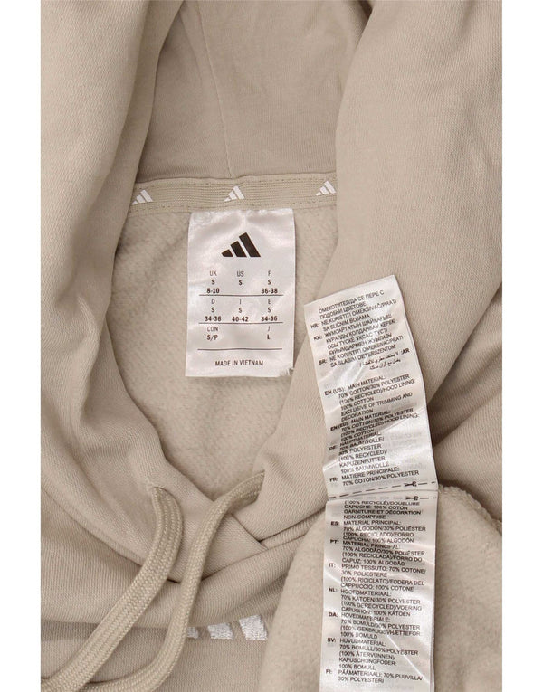 Adidas Damen Übergroßer Kapuzenpullover UK 8/10 Small Beige Baumwolle
